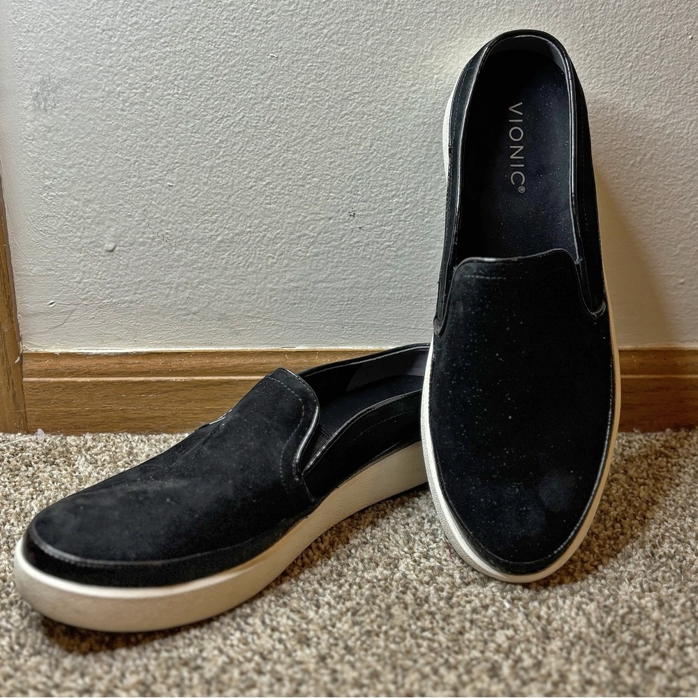 Vionic Black Suede Slip-On Sneakers